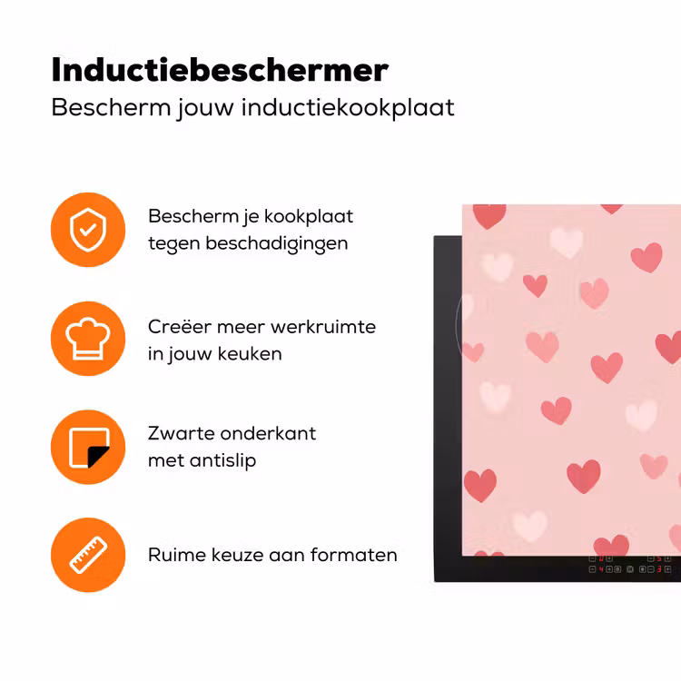 Hartjes - Patroon - Roze - Eenvoudig Inductie beschermer vinyl 3mm klein -zzzzzzz-td-ups