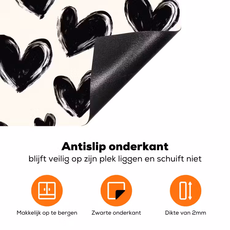 Hartjes - Patroon - Zwart Inductie beschermer vinyl 3mm klein 276 -zzzzzzz-td-onderkant