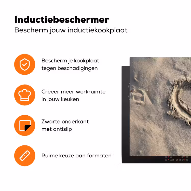 Hartvorm - Getekend - Beige - Zand Inductie beschermer vinyl 3mm klein -zzzzzzz-td-ups