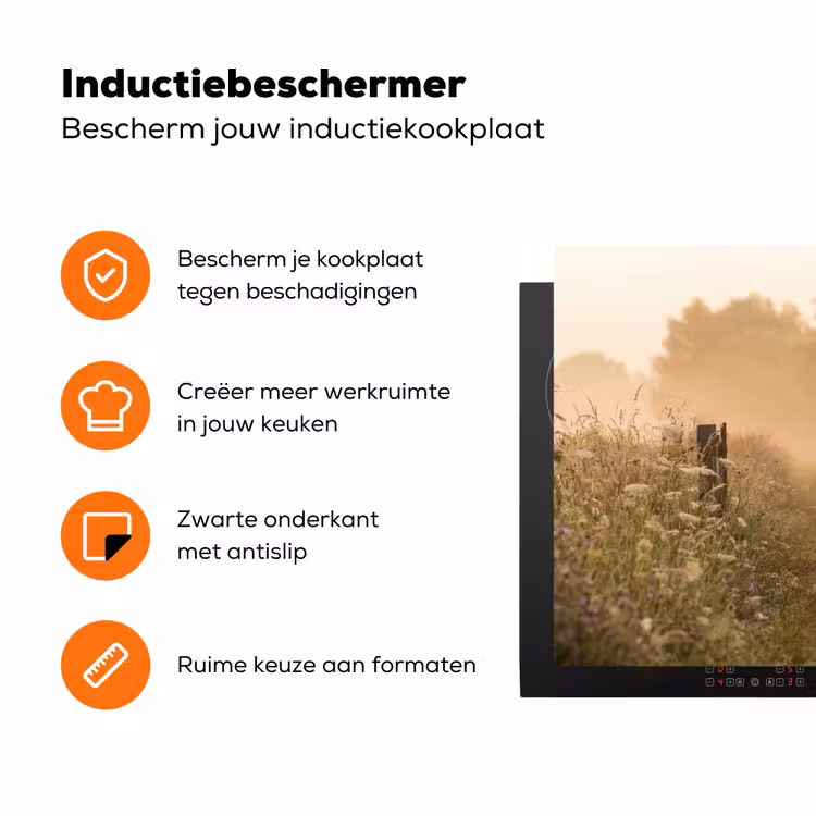 Hek - Natuur - Mist - Veld Inductie beschermer vinyl 3mm klein -zzzzzzz-td-ups
