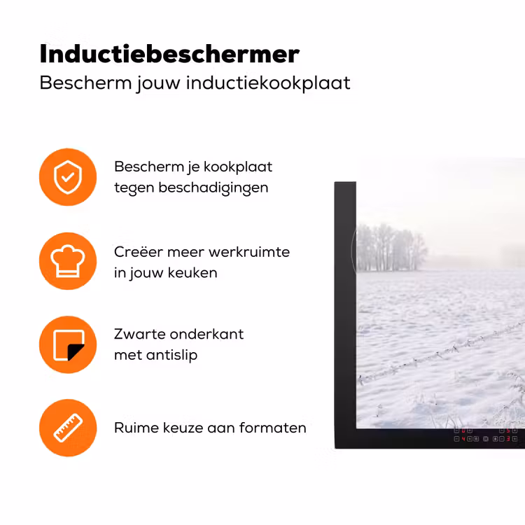 Hek - Sneeuw - Mist - Platteland - Nostalgisch Inductie beschermer vinyl 3mm klein -zzzzzzz-td-ups