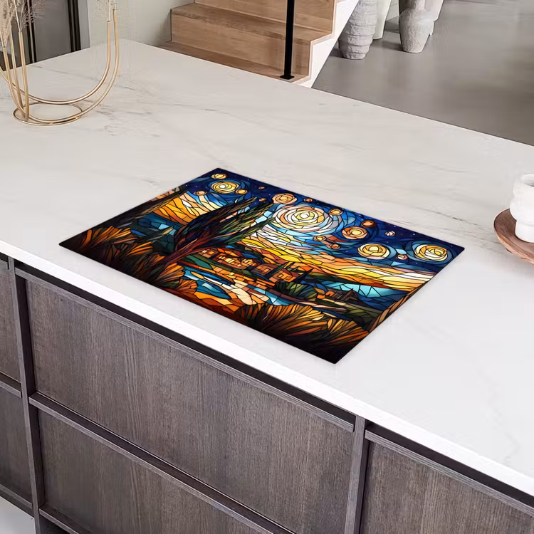 Hemel - Sterren - Mozaïek - Huizen Inductie beschermer vinyl 3mm klein -sfeer8