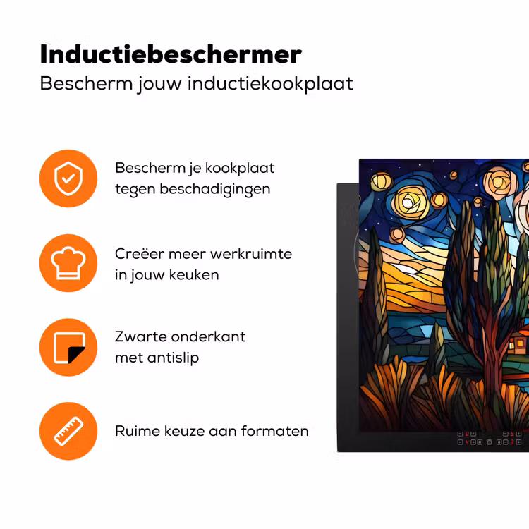 Hemel - Sterren - Mozaïek - Huizen Inductie beschermer vinyl 3mm klein -zzzzzzz-td-ups