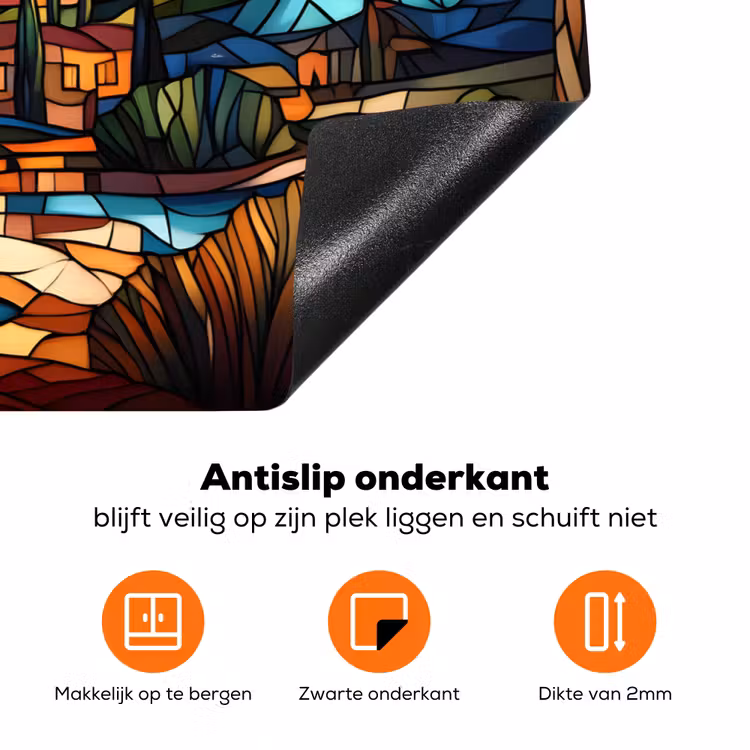 Hemel - Sterren - Mozaïek - Huizen Inductie beschermer vinyl 3mm klein -zzzzzzz-td-onderkant