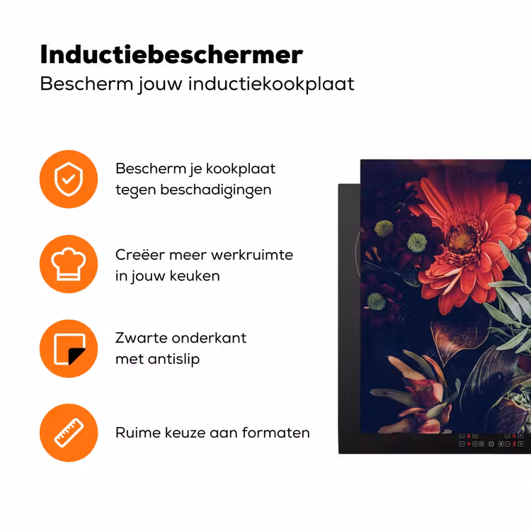 Herfstige Bloemenpracht Inductie beschermer vinyl 3mm klein -zzzzzzz-td-ups
