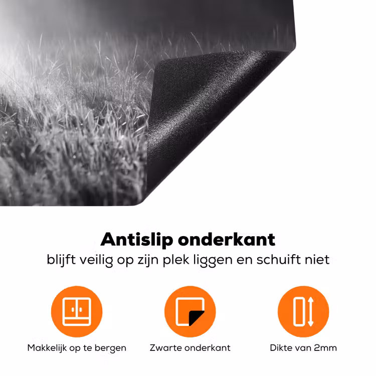 Hert - Bos - Zonnestralen - Zwart-wit - Natuur Inductie beschermer vinyl 3mm klein -zzzzzzz-td-onderkant
