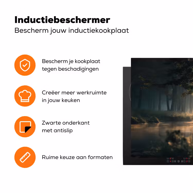 Hert - Bosbeek - Mystiek Inductie beschermer vinyl 3mm klein -zzzzzzz-td-ups