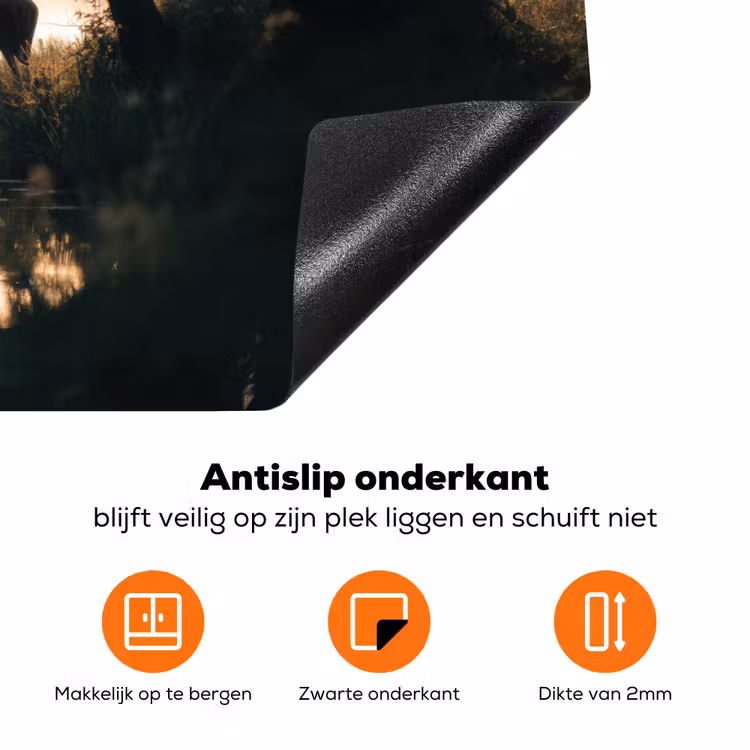 Hert - Bosbeek - Mystiek Inductie beschermer vinyl 3mm klein -zzzzzzz-td-onderkant