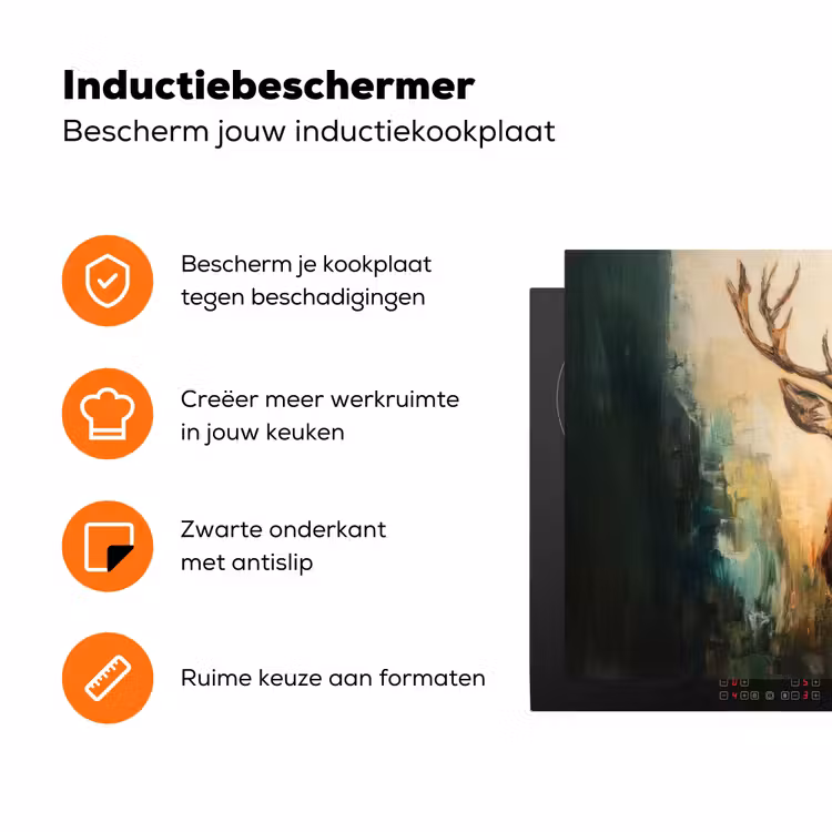 Hert - Geverfd - Gewei - Bruin Inductie beschermer vinyl 3mm klein -zzzzzzz-td-ups