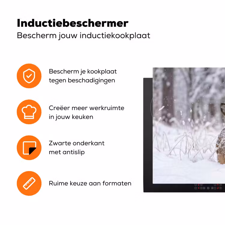 Hert - Sneeuw - Bos - Dieren - Vertederend Inductie beschermer vinyl 3mm klein -zzzzzzz-td-ups