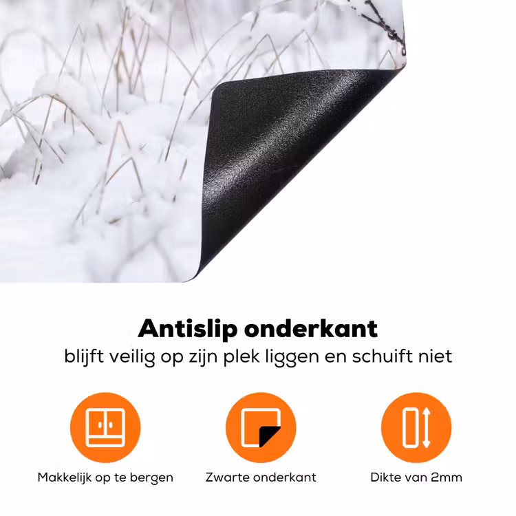 Hert - Sneeuw - Bos - Dieren - Vertederend Inductie beschermer vinyl 3mm klein -zzzzzzz-td-onderkant