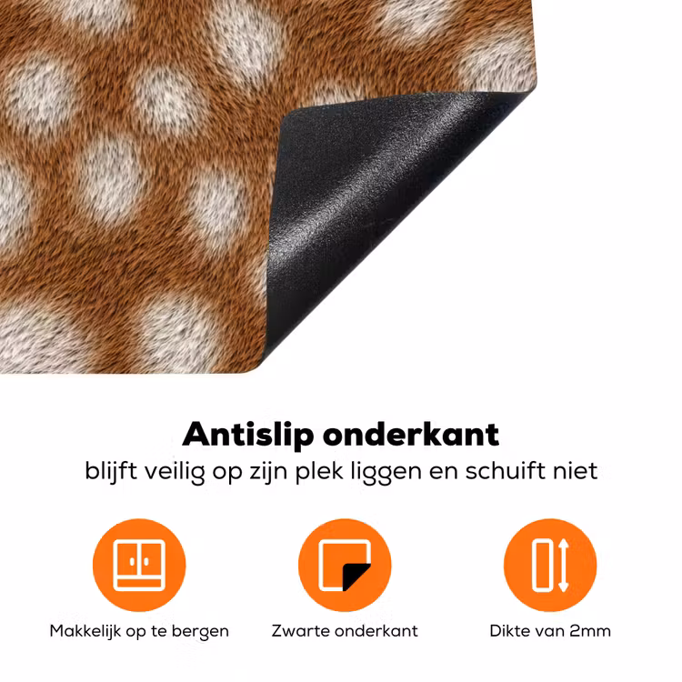 Hert - Vacht - Bruin Inductie beschermer vinyl 3mm klein 276 -zzzzzzz-td-onderkant