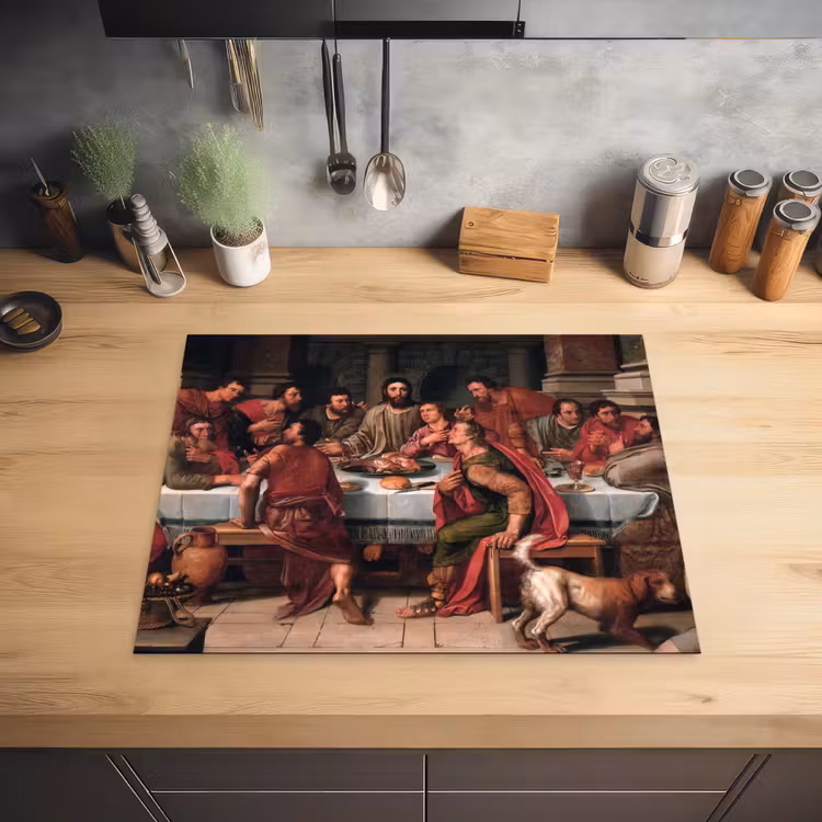 Het laatste avondmaal - Schilderij van Willem Key Inductie beschermer vinyl 3mm groot -sfeer5