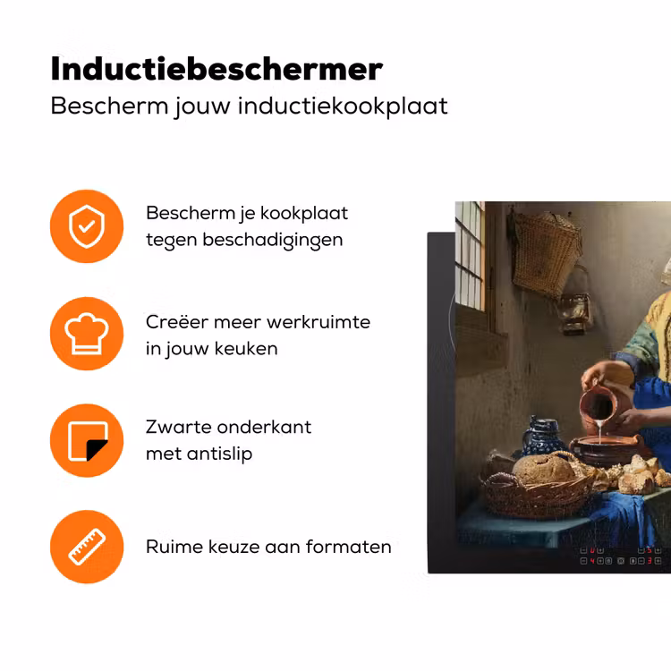 Het melkmeisje - Kunst - Oude meesters - Vermeer Inductie beschermer vinyl 3mm klein -zzzzzzz-td-ups