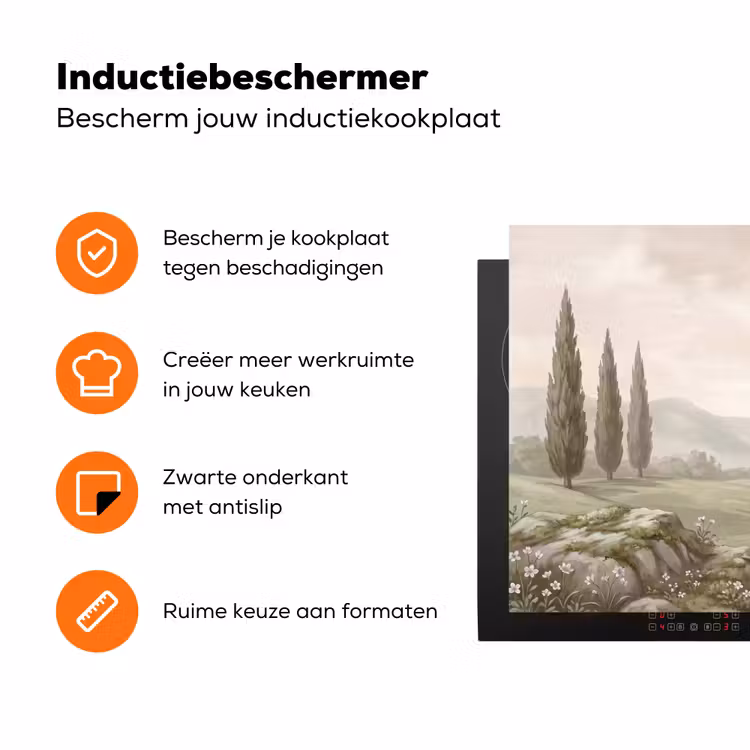 Heuvellandschap - Bomen - Natuur - Groen Inductie beschermer vinyl 3mm klein -zzzzzzz-td-ups