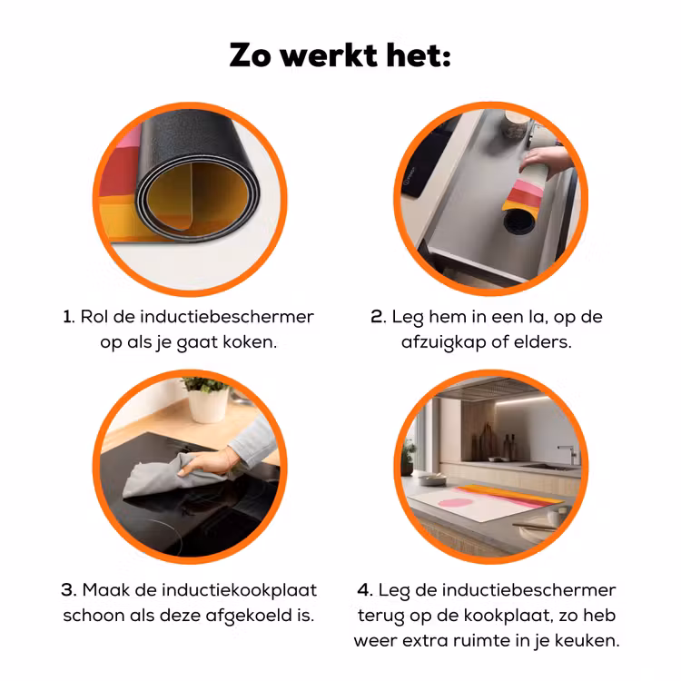 Heuvels - Oranje - Zon - Abstract Inductie beschermer vinyl 3mm klein -zzzzzzz-td-werking
