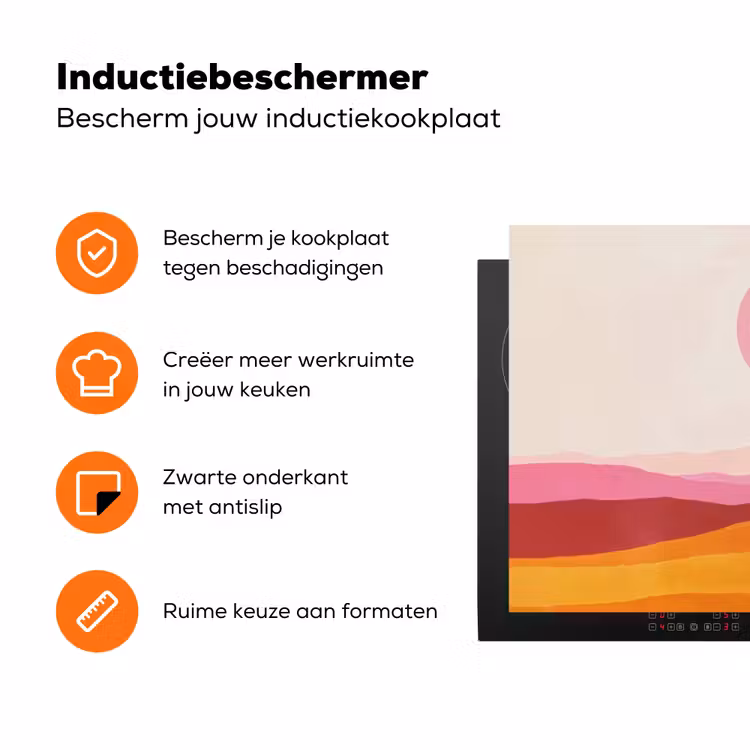 Heuvels - Oranje - Zon - Abstract Inductie beschermer vinyl 3mm klein -zzzzzzz-td-ups