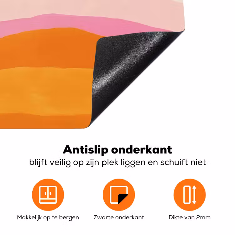 Heuvels - Oranje - Zon - Abstract Inductie beschermer vinyl 3mm klein -zzzzzzz-td-onderkant