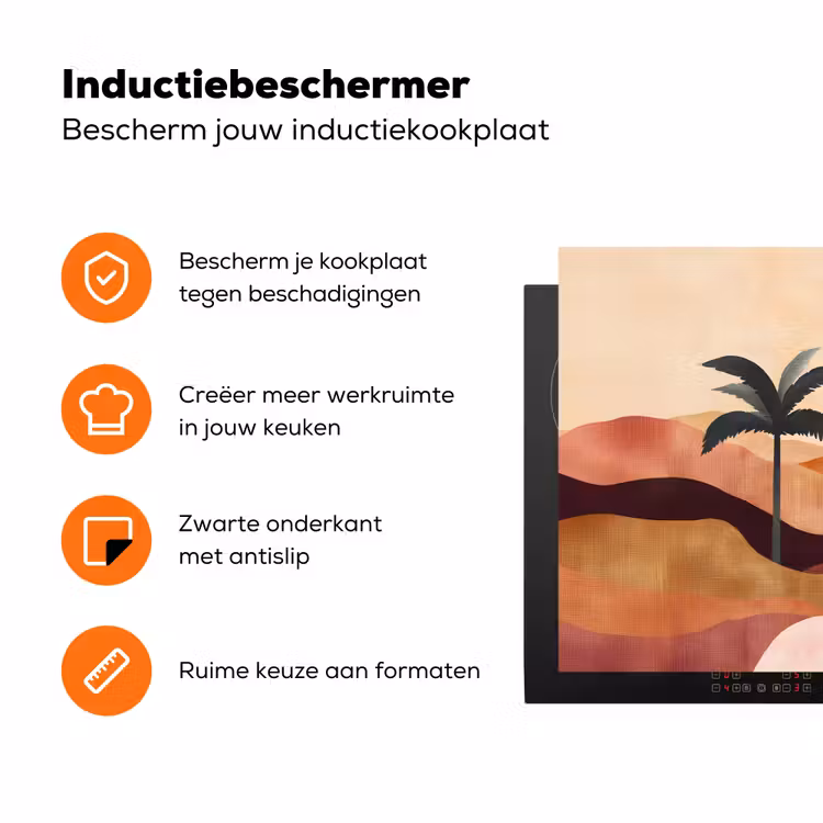 Heuvels - Palmbomen - Abstract Inductie beschermer vinyl 3mm klein -zzzzzzz-td-ups