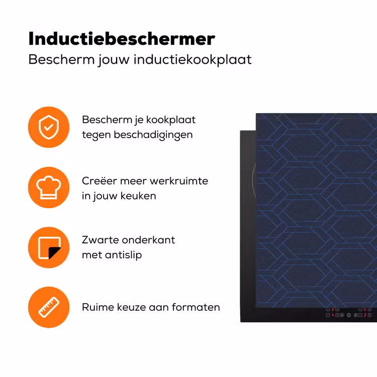 Hexagon - Patroon - Blauw Inductie beschermer vinyl 3mm klein 276 -zzzzzzz-td-ups