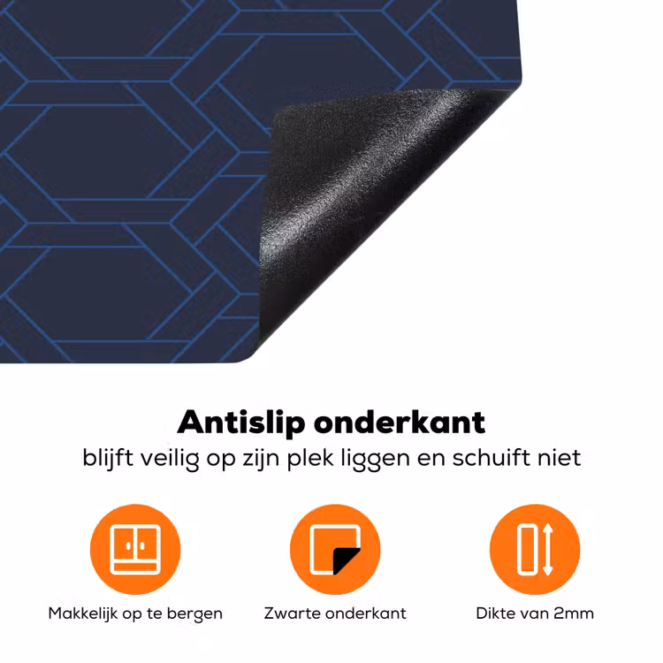 Hexagon - Patroon - Blauw Inductie beschermer vinyl 3mm klein 276 -zzzzzzz-td-onderkant