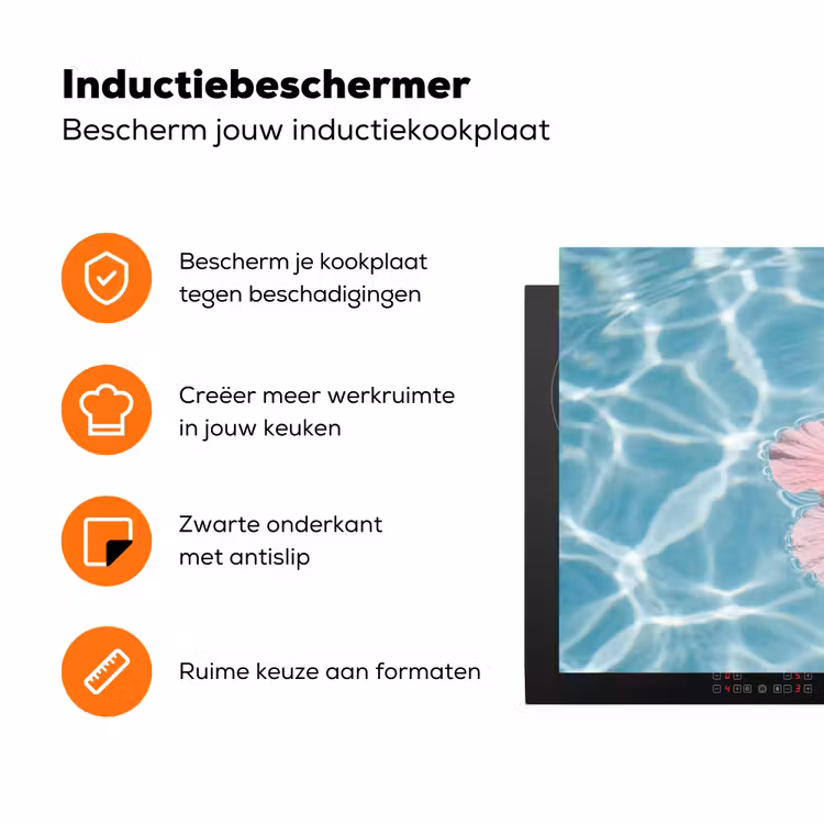Hibiscus - Water - Roze Inductie beschermer vinyl 3mm klein -zzzzzzz-td-ups