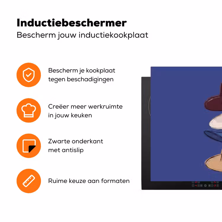 Hoeden - Gestapeld - Mode - Kleurrijk - Illustratie Inductie beschermer vinyl 3mm klein -zzzzzzz-td-ups