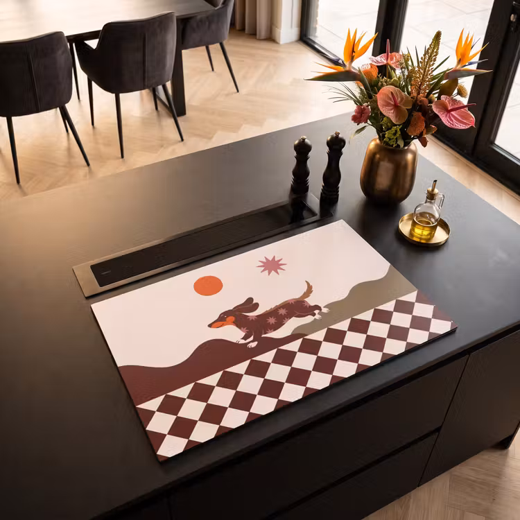 Hond - Abstract - Dieren - Modern - Bruin Inductie beschermer vinyl 3mm klein -sfeer5