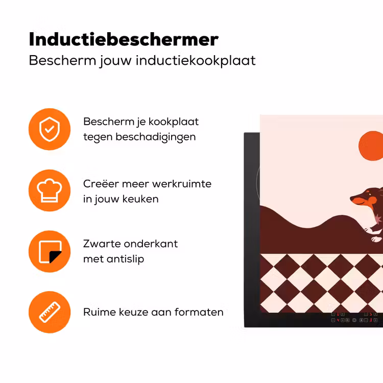 Hond - Abstract - Dieren - Modern - Bruin Inductie beschermer vinyl 3mm klein -zzzzzzz-td-ups