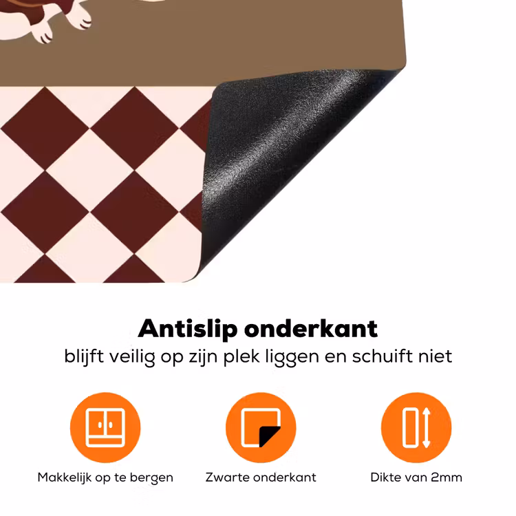 Hond - Abstract - Dieren - Modern - Bruin Inductie beschermer vinyl 3mm klein -zzzzzzz-td-onderkant