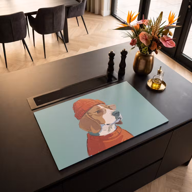 Hond - Beanie - Zonnebril - Dieren - Modern Inductie beschermer vinyl 3mm klein -sfeer5