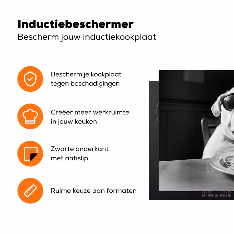 Hond - Bulldog - Pasta - Bril - Stoer - Dieren Inductie beschermer vinyl 3mm klein -zzzzzzz-td-ups