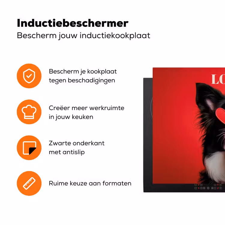 Hond - Hartjesbril - Loveyou - Rood Inductie beschermer vinyl 3mm klein -zzzzzzz-td-ups