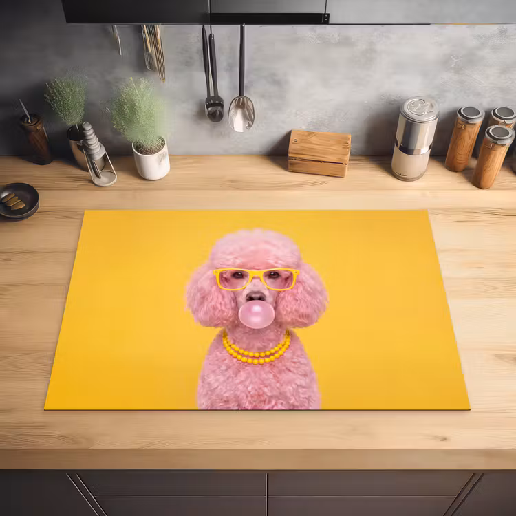 Hond - Kauwgum - Dieren - Modern - Roze Inductie beschermer vinyl 3mm klein -sfeer5
