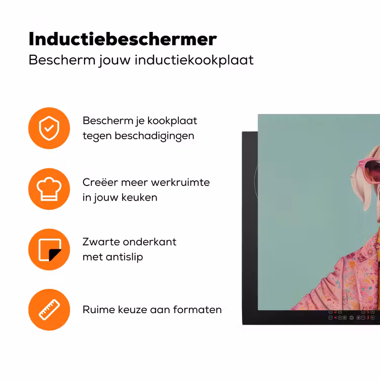 Hond - Overhemd - Bloemen - Bril Inductie beschermer vinyl 3mm klein -zzzzzzz-td-ups