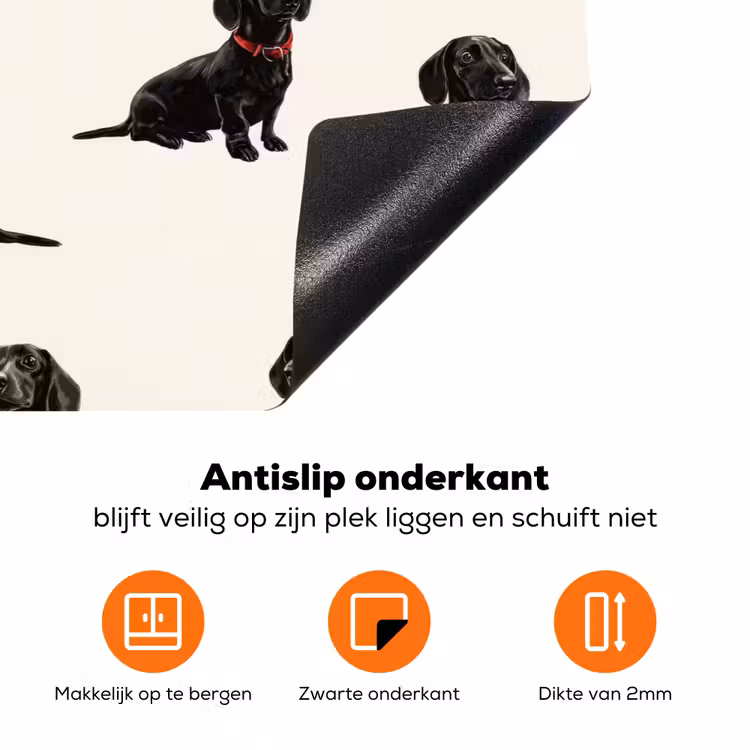 Hond - Patroon - Zwart Inductie beschermer vinyl 3mm klein 276 -zzzzzzz-td-onderkant
