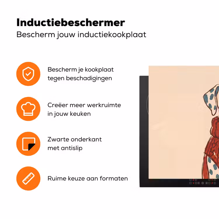 Hond - Trui - Winter - Dieren - Rood Inductie beschermer vinyl 3mm klein -zzzzzzz-td-ups