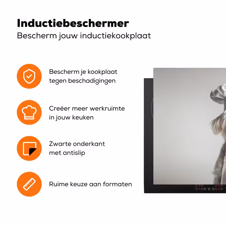 Hond - Wit - Kok Inductie beschermer vinyl 3mm klein -zzzzzzz-td-ups