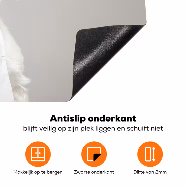 Hond - Wit - Kok Inductie beschermer vinyl 3mm klein -zzzzzzz-td-onderkant