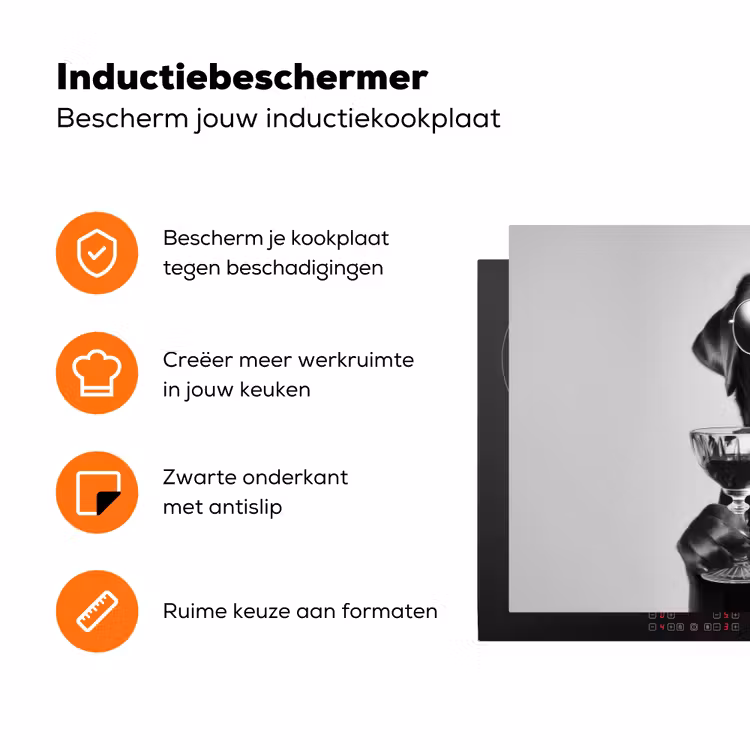 Hond - Zwart - Wijnglas - Zonnebril Inductie beschermer vinyl 3mm klein -zzzzzzz-td-ups