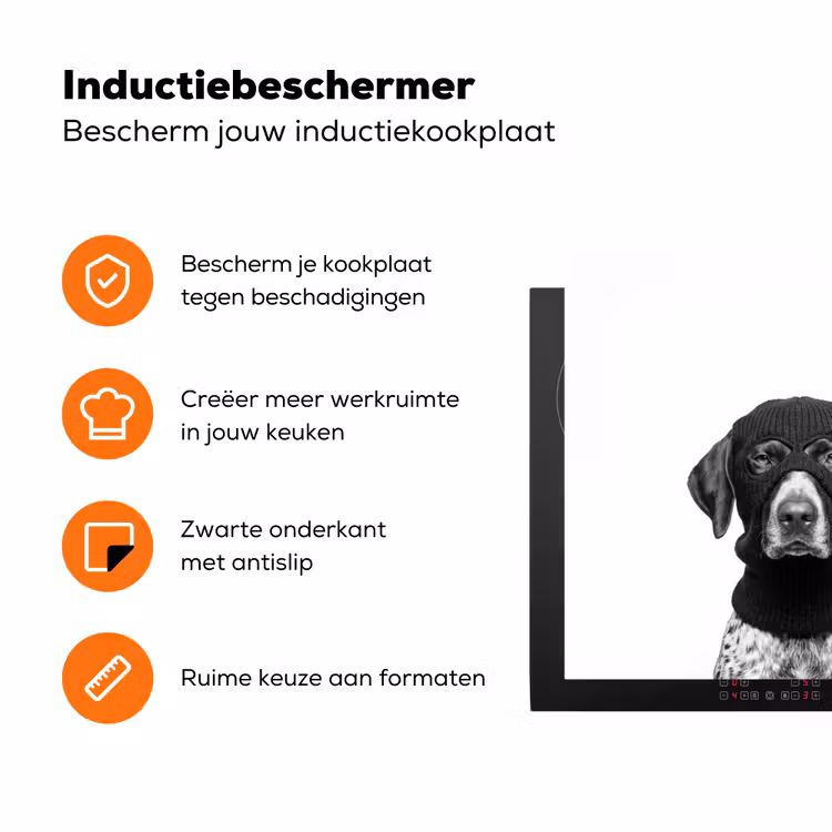 Honden - Bivakmuts - Zwart - wit Inductie beschermer vinyl 3mm klein -zzzzzzz-td-ups