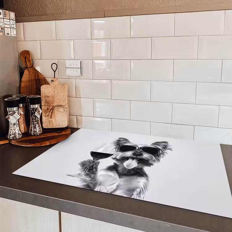 Hondje - Wijnglas - Zonnebril - Enthousiast Inductie beschermer vinyl 3mm klein -sfeer3
