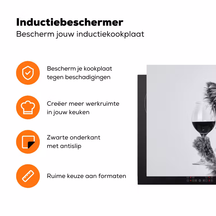 Hondje - Wijnglas - Zonnebril - Enthousiast Inductie beschermer vinyl 3mm klein -zzzzzzz-td-ups