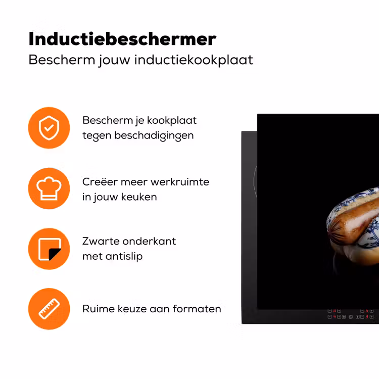 Hotdog - Porselein - Delfts blauw - Eten Inductie beschermer vinyl 3mm klein -zzzzzzz-td-ups