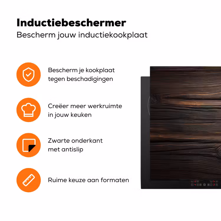 Hout - Grillige nerven Inductie beschermer vinyl 3mm klein -zzzzzzz-td-ups