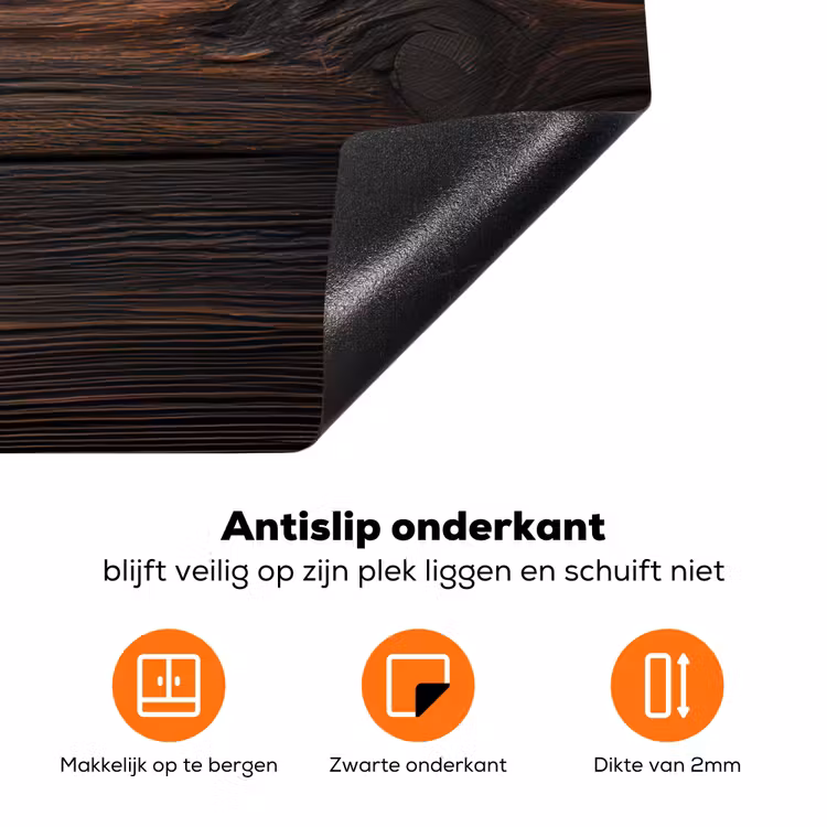 Hout - Grillige nerven Inductie beschermer vinyl 3mm klein -zzzzzzz-td-onderkant