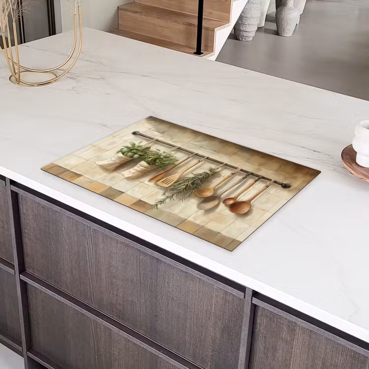 Hout - Keukengerei - Stilleven - Tegels Inductie beschermer vinyl 3mm klein -sfeer8