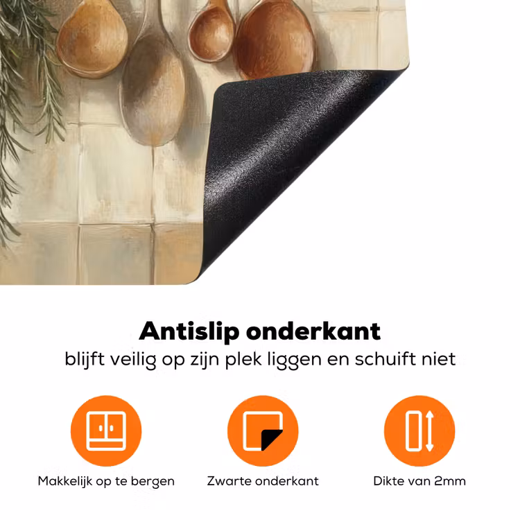 Hout - Keukengerei - Stilleven - Tegels Inductie beschermer vinyl 3mm klein -zzzzzzz-td-onderkant