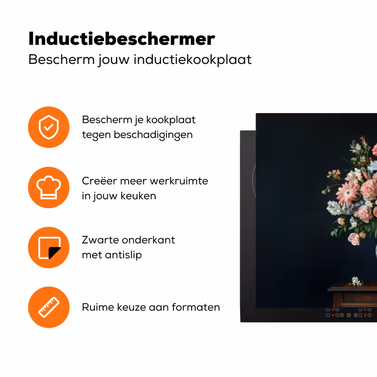 Hout - Vaas - Kleuren - Bloemen Inductie beschermer vinyl 3mm klein -zzzzzzz-td-ups