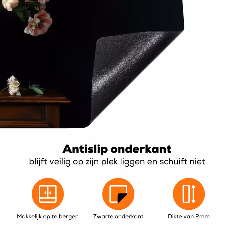 Hout - Vaas - Kleuren - Bloemen Inductie beschermer vinyl 3mm klein -zzzzzzz-td-onderkant